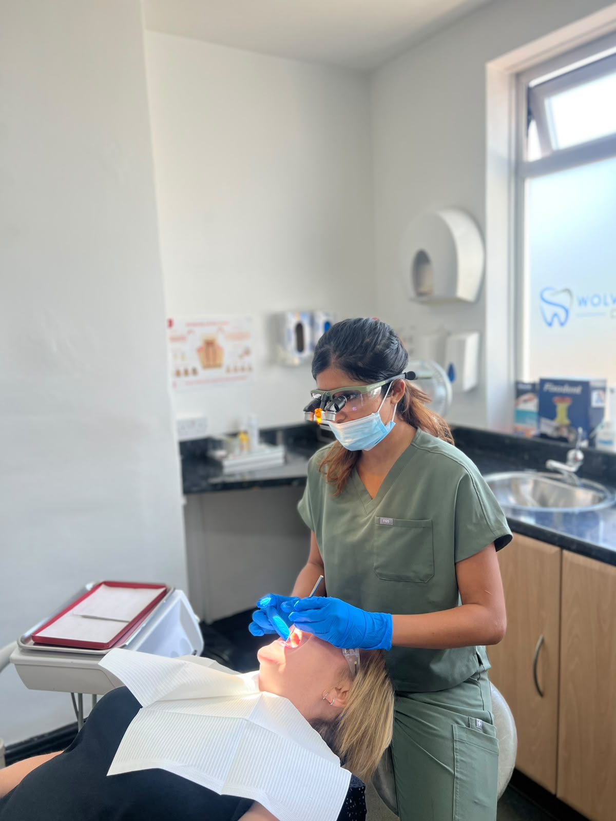 Dentist examining a patient at Wolverhampton Dental